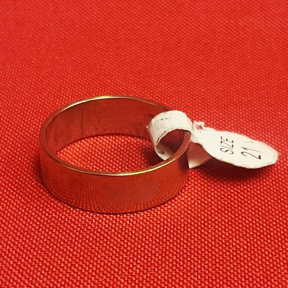 Stainless Steel Wide Band Engraved Skull Crossbones Ring Size 21 Gold Tone Unise - Picture 3 of 13